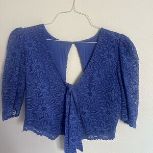 Anthropologie Maeve Royal Blue Lace Top